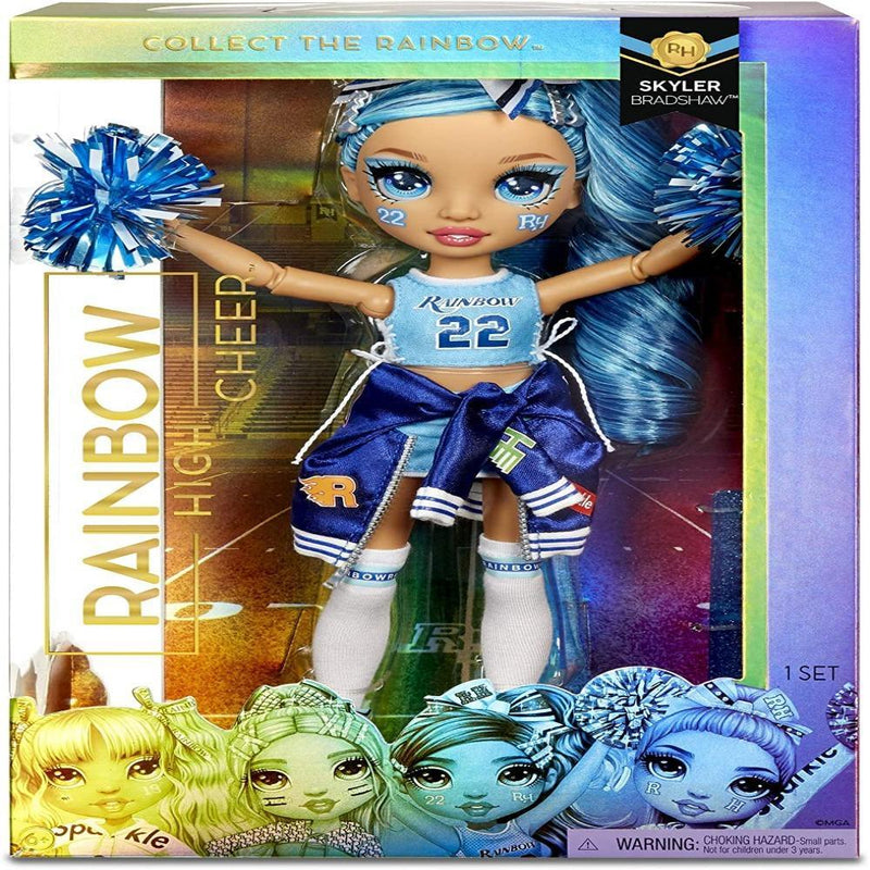 Rainbow High Cheer Skyler Bradshaw – Blue Cheerleader Fashion Doll with Pom Poms and Doll Accessories