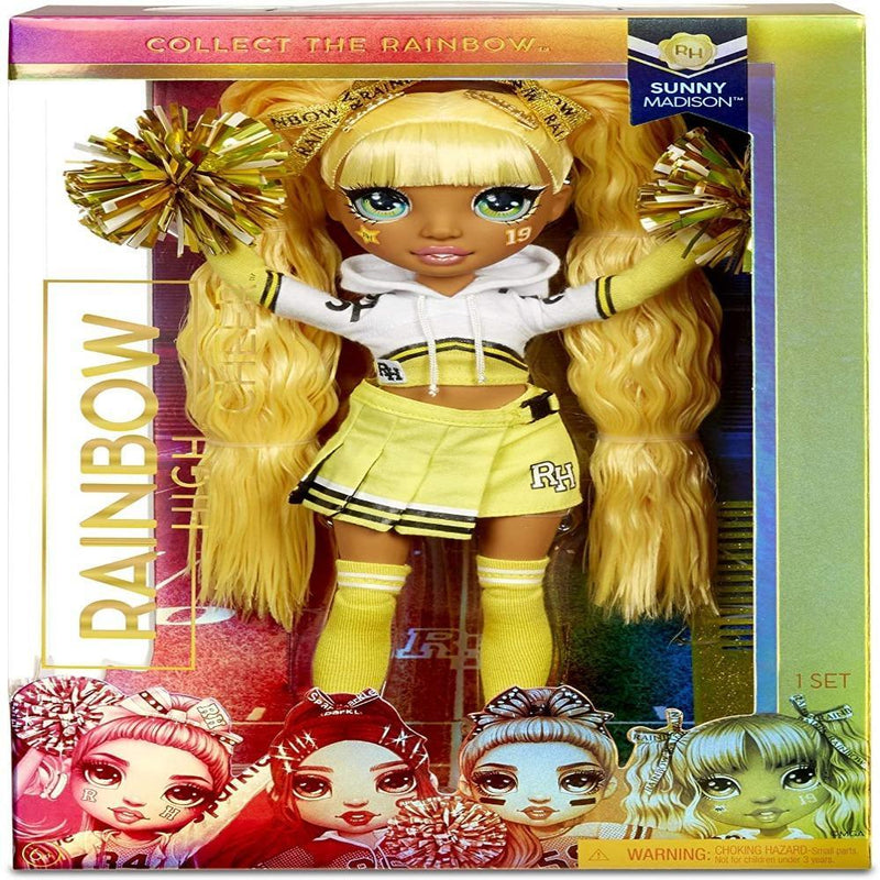 Rainbow High Cheer Sunny Madison – Yellow Cheerleader Fashion Doll with Pom Poms and Doll Accessories