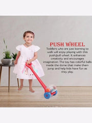 Shooting Star Push wheel for kids Push Pull stick Red