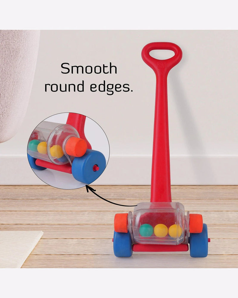 Shooting Star Push wheel for kids Push Pull stick Red