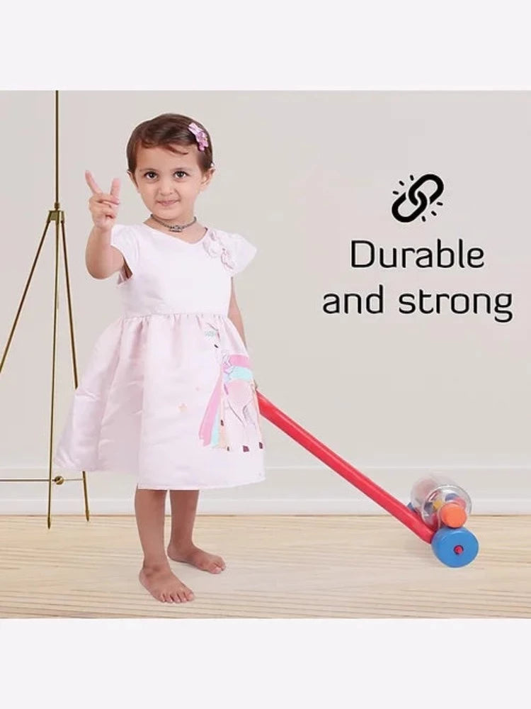 Shooting Star Push wheel for kids Push Pull stick Red