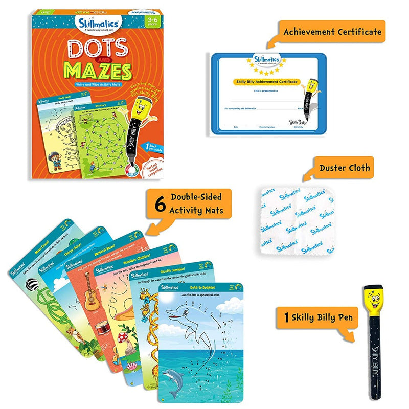 Skillmatics Educational Game : Dots and Mazes Reusable Activity Mats
