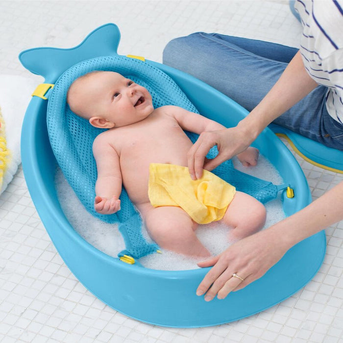 Skip Hop Baby Bath Tub, 3-Stage Smart Sling Tub, Moby, Grey 