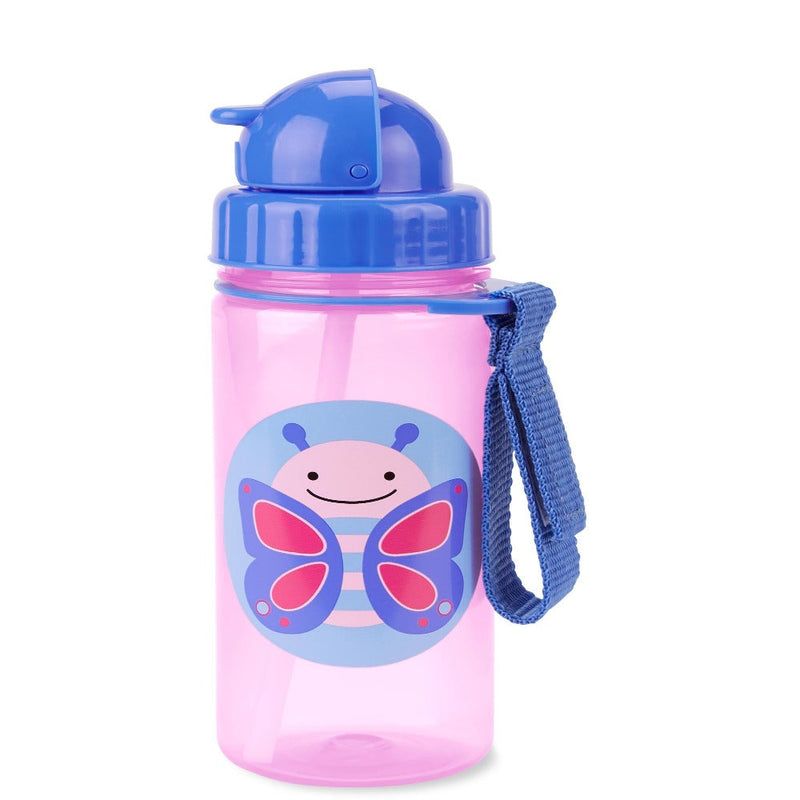 Skip Hop Zoo Straw Bottle with an Easy Grab Strap -13 Oz