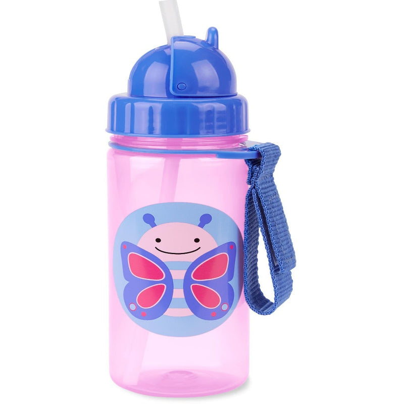 Skip Hop Zoo Straw Bottle with an Easy Grab Strap -13 Oz