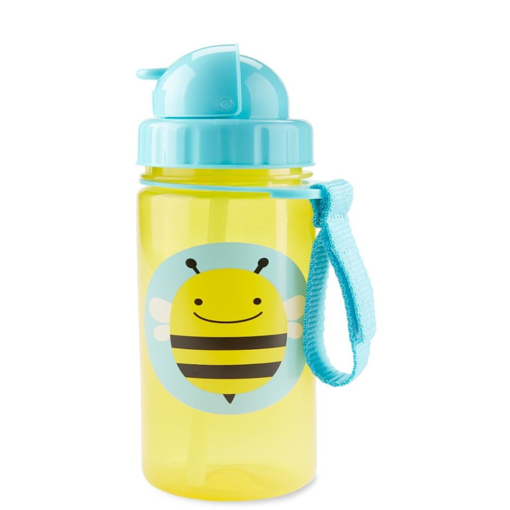 Skip Hop Zoo Straw Bottle with an Easy Grab Strap -13 Oz