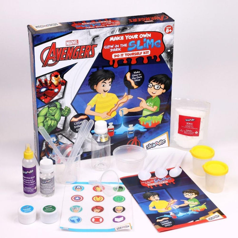 Skoodle Marvel Avengers My Glow In The Dark Cosmic Shimmer Slime Lab