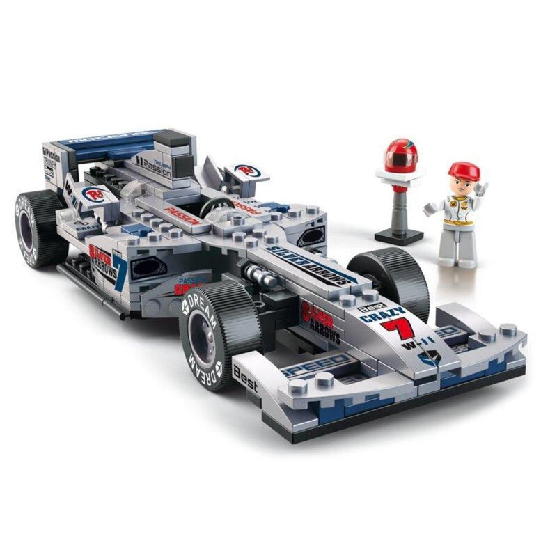 Sluban M38-B0352 Racing Team Race Car Silver Building Block Set -257 Pieces