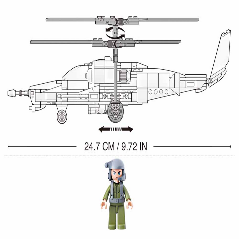 Sluban M38-B0752 Model Bricks Ka-50 Black Shark