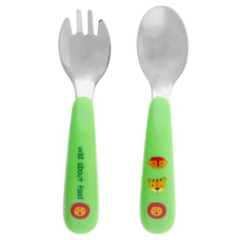 Stephen Joseph Stainless Steel Spoon And Fork Set Zoo