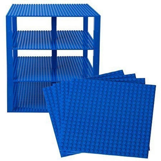 Strictly Briks Brik Tower - 10" x 10" - 4 Pack - Blue-Construction-Strictly Briks-Toycra