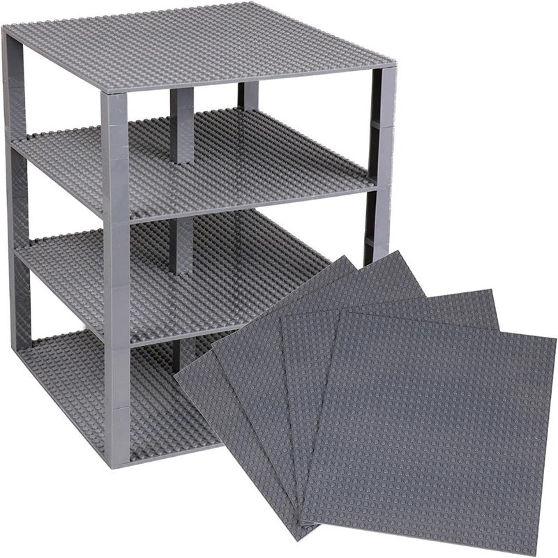Strictly Briks Classic Baseplates 4 Base Plates & 30 Stackers in Gray