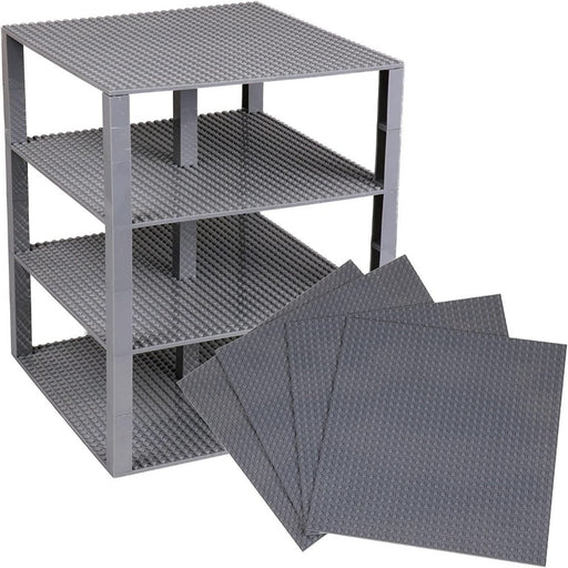 Strictly Briks Classic Baseplates 4 Base Plates & 30 Stackers in Gray-Construction-Strictly Briks-Toycra
