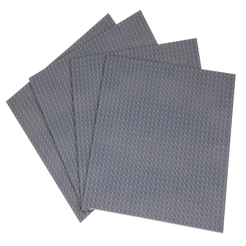 Strictly Briks Classic Stackable 4 Pieces 10" x 10" Building Brick Base Plates (Grey)