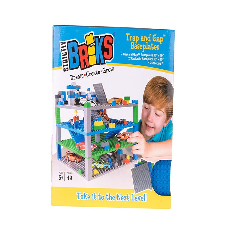 Strictly Briks Classic Trap and Gap 10" x 10" Blue, Green, Grey Baseplate