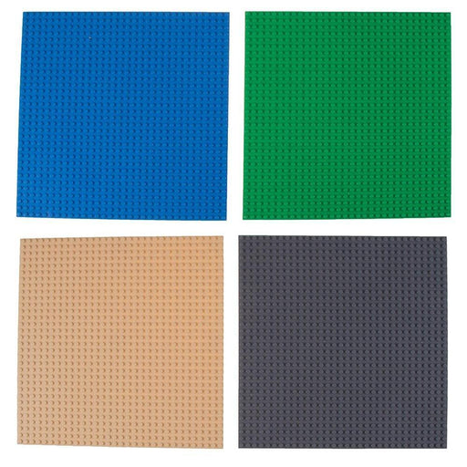 Strictly Briks Stackable Baseplates - 10" x 10" - 4 Pack - Blue, Gray, Green, Sand-Construction-Strictly Briks-Toycra