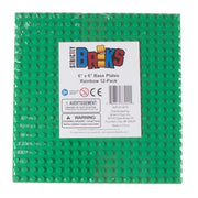 Strictly Briks Stackable Baseplates - 6" x 6" - 12 Pack - 12 Rainbow Colors