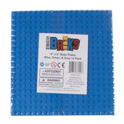 Strictly Briks Stackable Baseplates - 6" x 6" - 12 Pack - Blue, Gray, Green