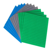 Strictly Briks Stackable Baseplates - 6" x 6" - 12 Pack - Blue, Gray, Green