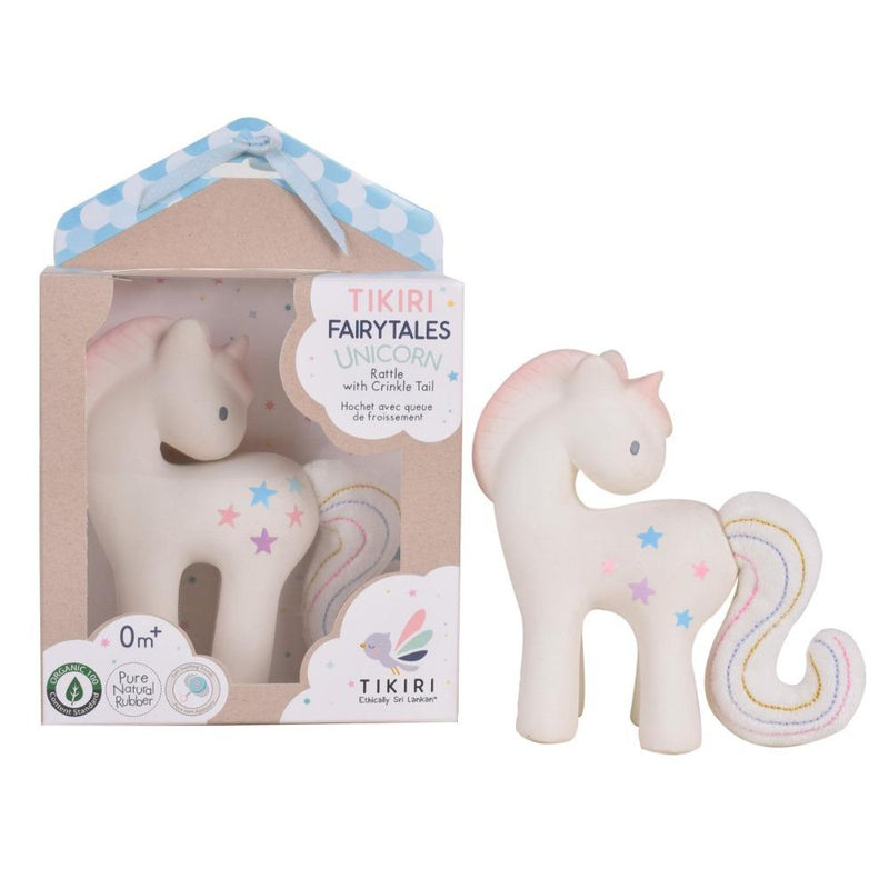 Tikiri Toys Natural Rubber Baby Rattle with Crinkle Tail