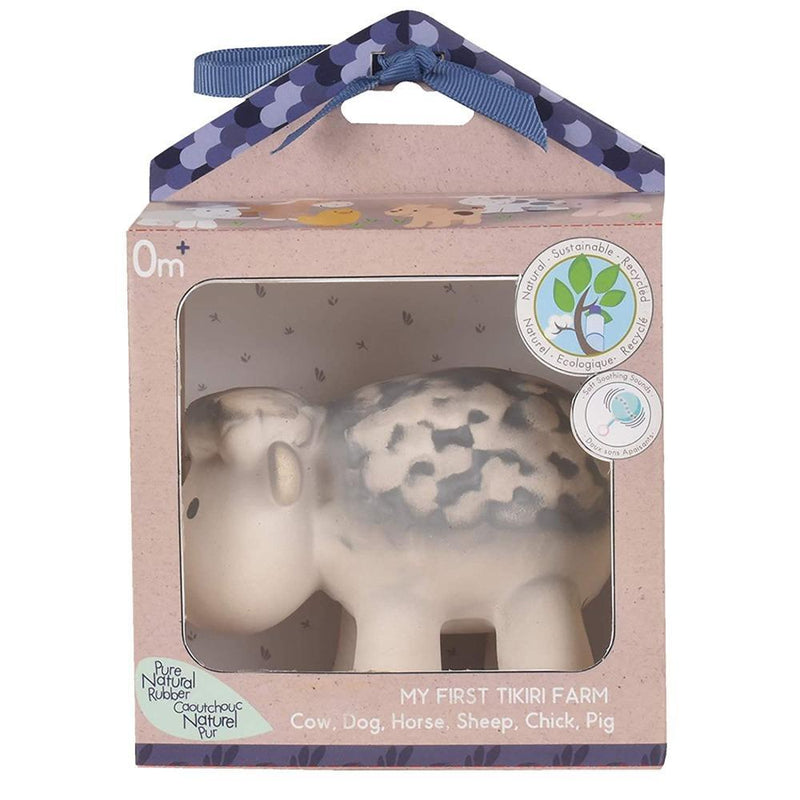 Tikiri Toys Natural Rubber Baby Teether Rattle & Bath Toy-Farm Collection