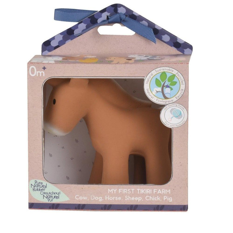 Tikiri Toys Natural Rubber Baby Teether Rattle & Bath Toy-Farm Collection