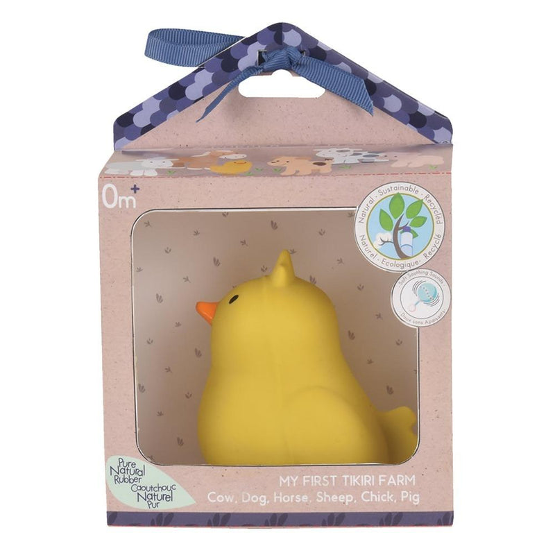 Tikiri Toys Natural Rubber Baby Teether Rattle & Bath Toy-Farm Collection