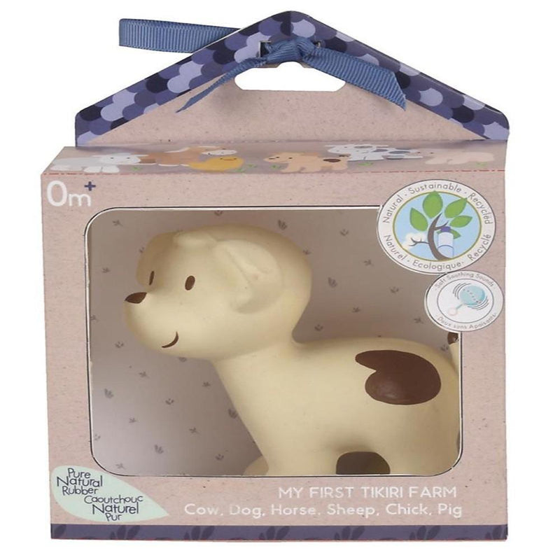 Tikiri Toys Natural Rubber Baby Teether Rattle & Bath Toy-Farm Collection