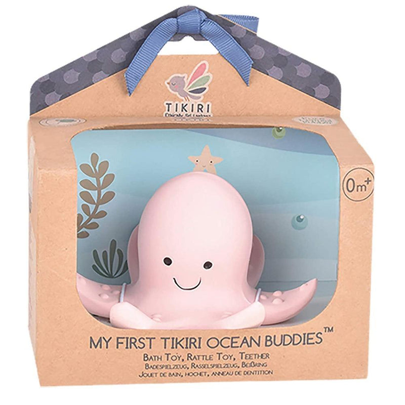 Tikiri Toys Natural Rubber Baby Teether Rattle & Bath Toy- Ocean Buddies Collection