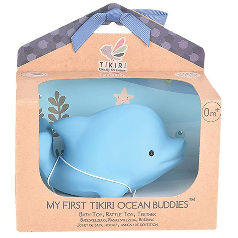 Tikiri Toys Natural Rubber Baby Teether Rattle & Bath Toy- Ocean Buddies Collection