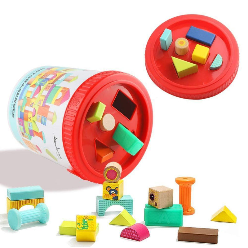 Top Bright Animal Squeeze And Wooden Blocks