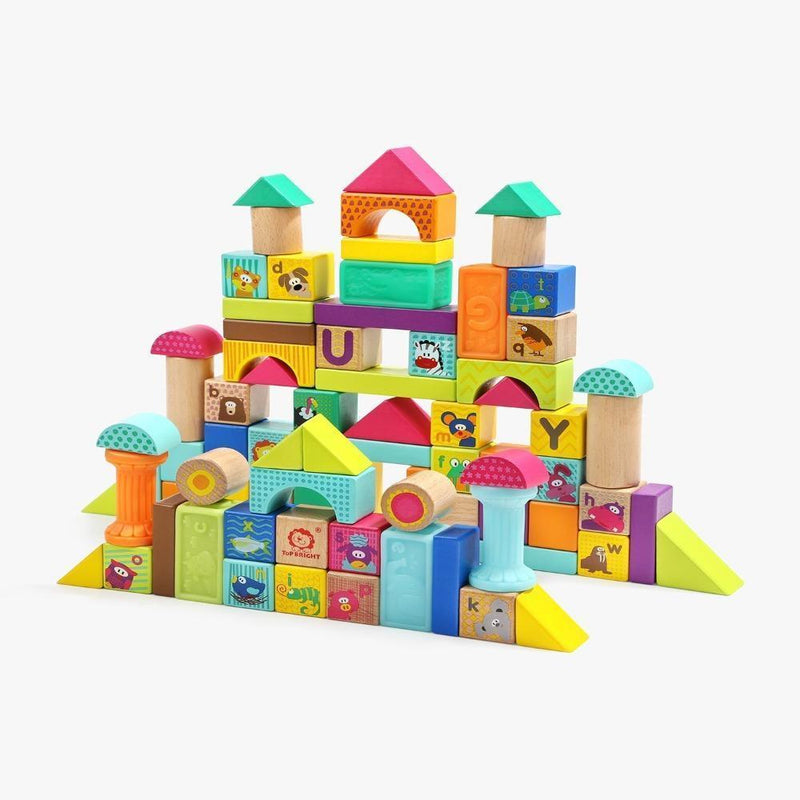 Top Bright Animal Squeeze And Wooden Blocks