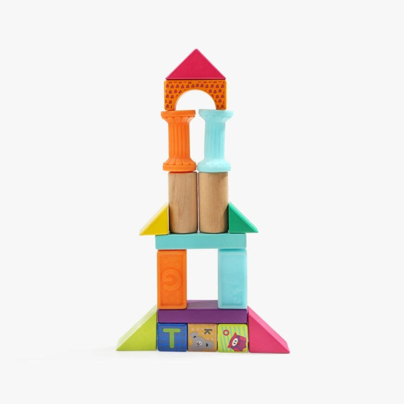 Top Bright Animal Squeeze And Wooden Blocks