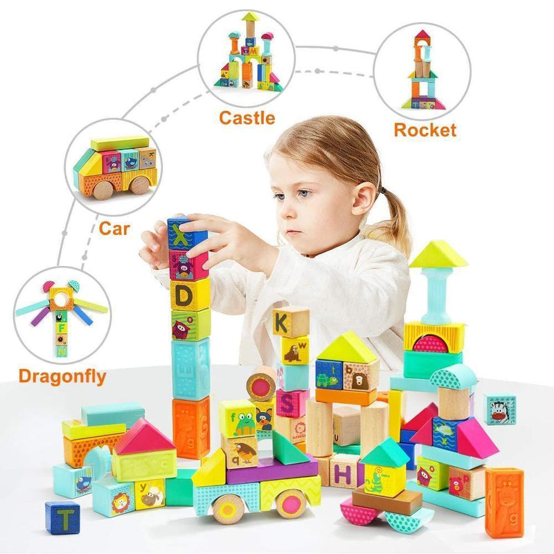 Top Bright Animal Squeeze And Wooden Blocks