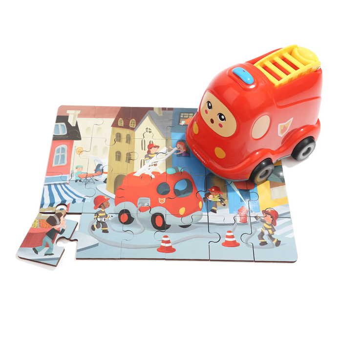 TOP BRIGHT 24 Piece Puzzles for Kids Ages 3-5 - Fire Rescue Wooden Jigsaw  Puzzle with Storage Tray