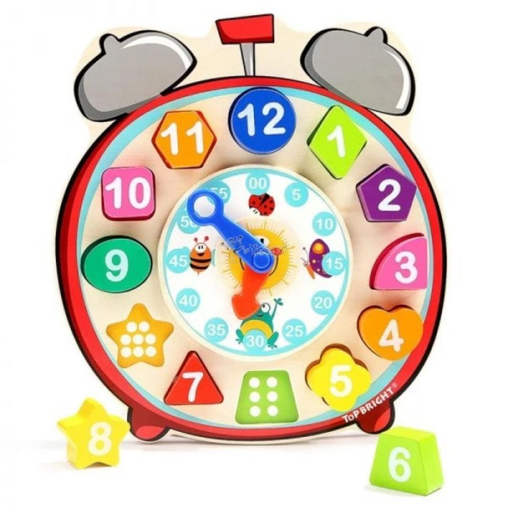 Top Bright Wooden Shape Sorting Clock — Toycra