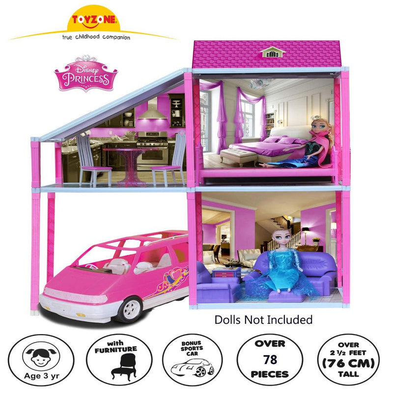 Toyzone Disney Princess My Town House Doll House (78 Pcs)
