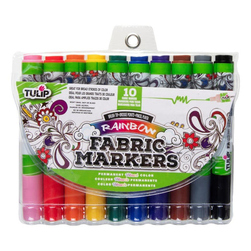 Tulip Brush Tip Rainbow Fabric Markers 10 Pack-Arts & Crafts-Tulip-Toycra