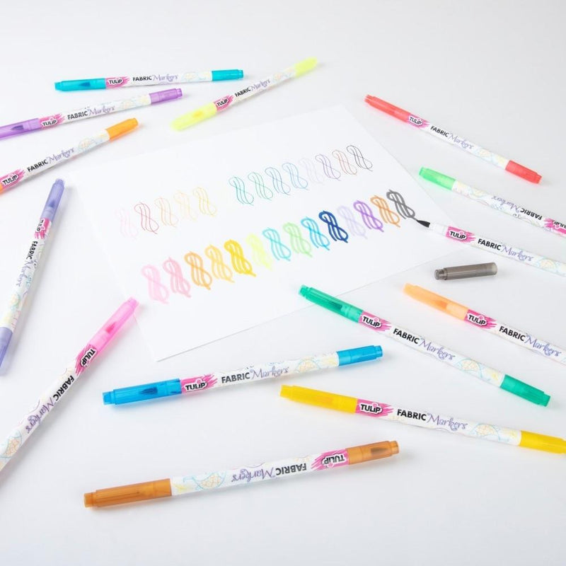 Tulip Dual-Tip Fabric Markers Rainbow 14 Pack