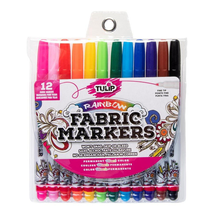 Tulip Fabric Markers Multi Fine Writer 12Pk-Arts & Crafts-Tulip-Toycra