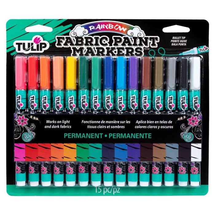 FABRIC MARKERS/ Duel Tip 14 Rainbow Colors, Extra Fine and Brush Tip 