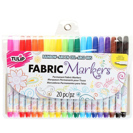 Tulip Fine Tip Rainbow Fabric Markers 20 Pack-Arts & Crafts-Tulip-Toycra