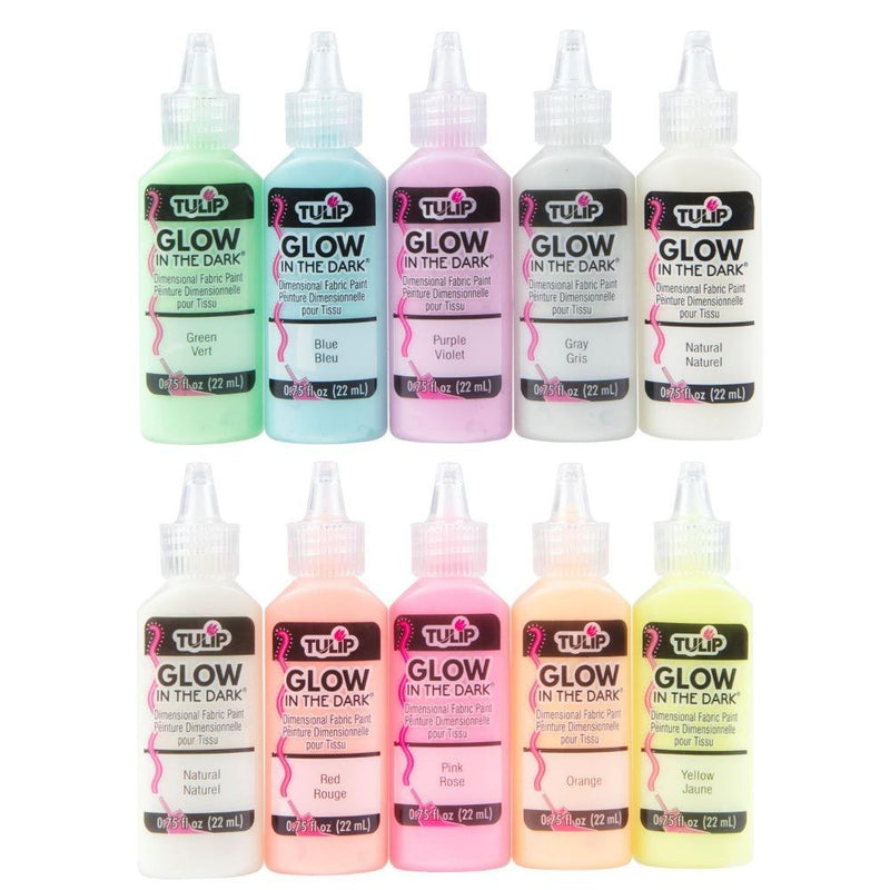 Tulip Glow in the Dark Dimensional Fabric Paint 10 Pack