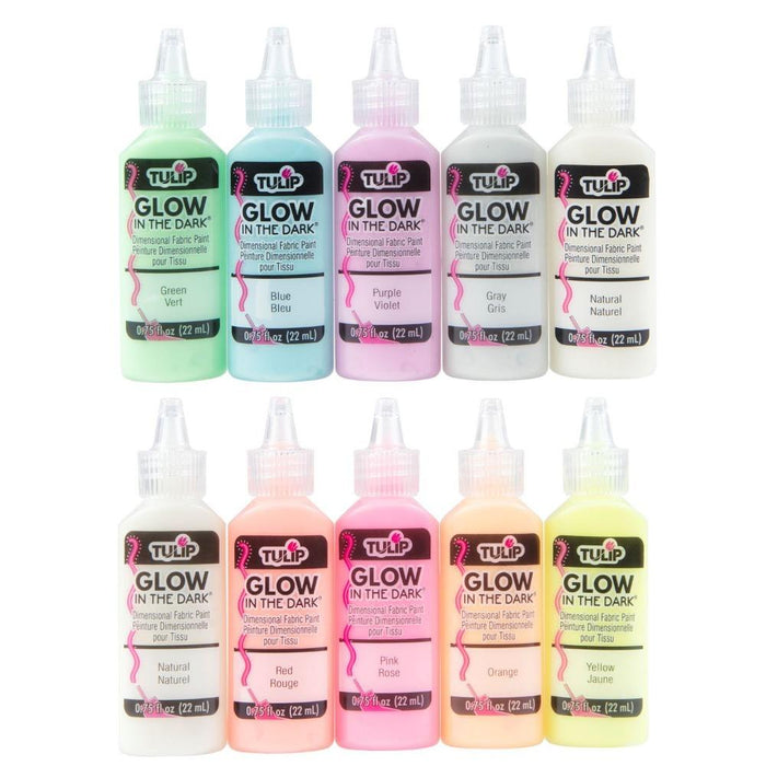 Tulip Glow in the Dark Dimensional Fabric Paint 10 Pack-Arts & Crafts-Tulip-Toycra