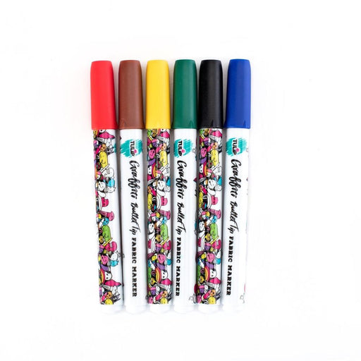 Tulip Graffiti Bullet Tip Fabric Markers 6 Pack-Arts & Crafts-Tulip-Toycra