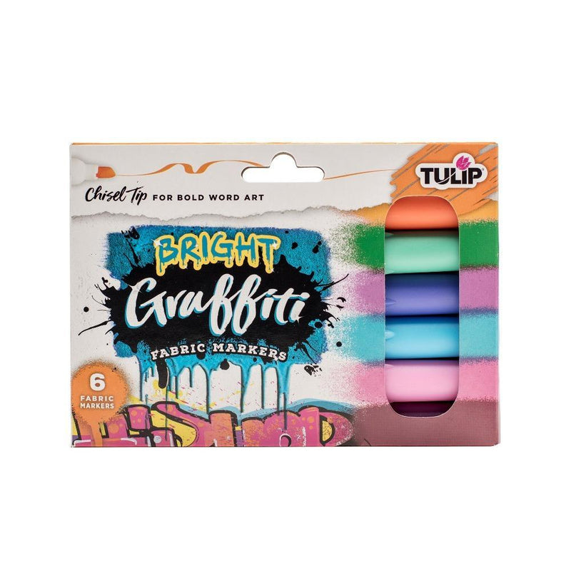 Tulip Graffiti Chisel Tip Fabric Markers 6 Pack