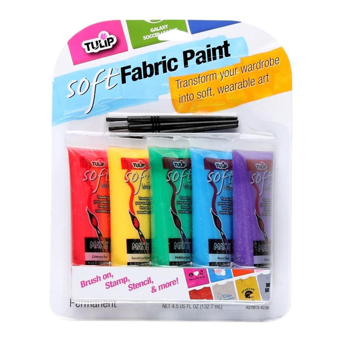 Tulip Soft Fabric Paint Primary (Pack of 5)-Arts & Crafts-Tulip-Toycra