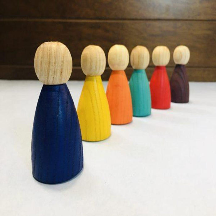 Wooden Peg Dolls (6pc)-Preschool Toys-Toycra-Toycra