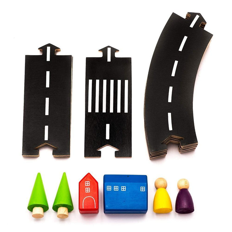 Wooden Road Track Set -Birchwood